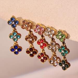 Delicate Clover Zircon Stainless Steel Gold Color Waterproof&Anti-tarnish Women's Jewelry Sets h5 Picture2