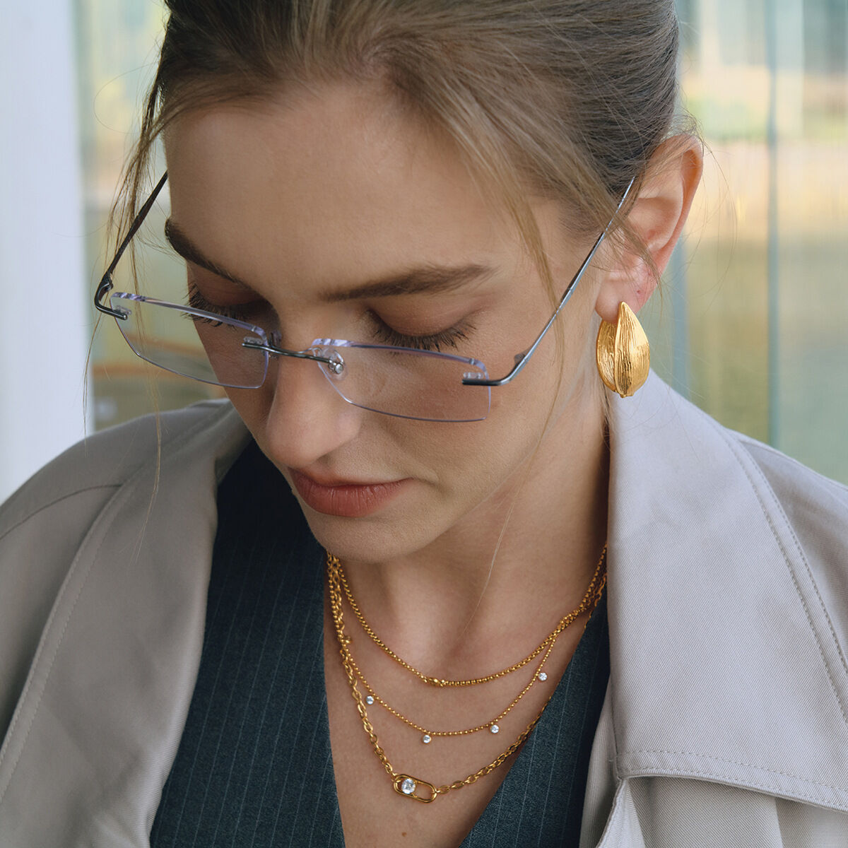 Delicate Chain Stainless Steel Gold Color Zircon Waterproof&Anti-tarnish Women's Layered Necklaces h5 Picture5
