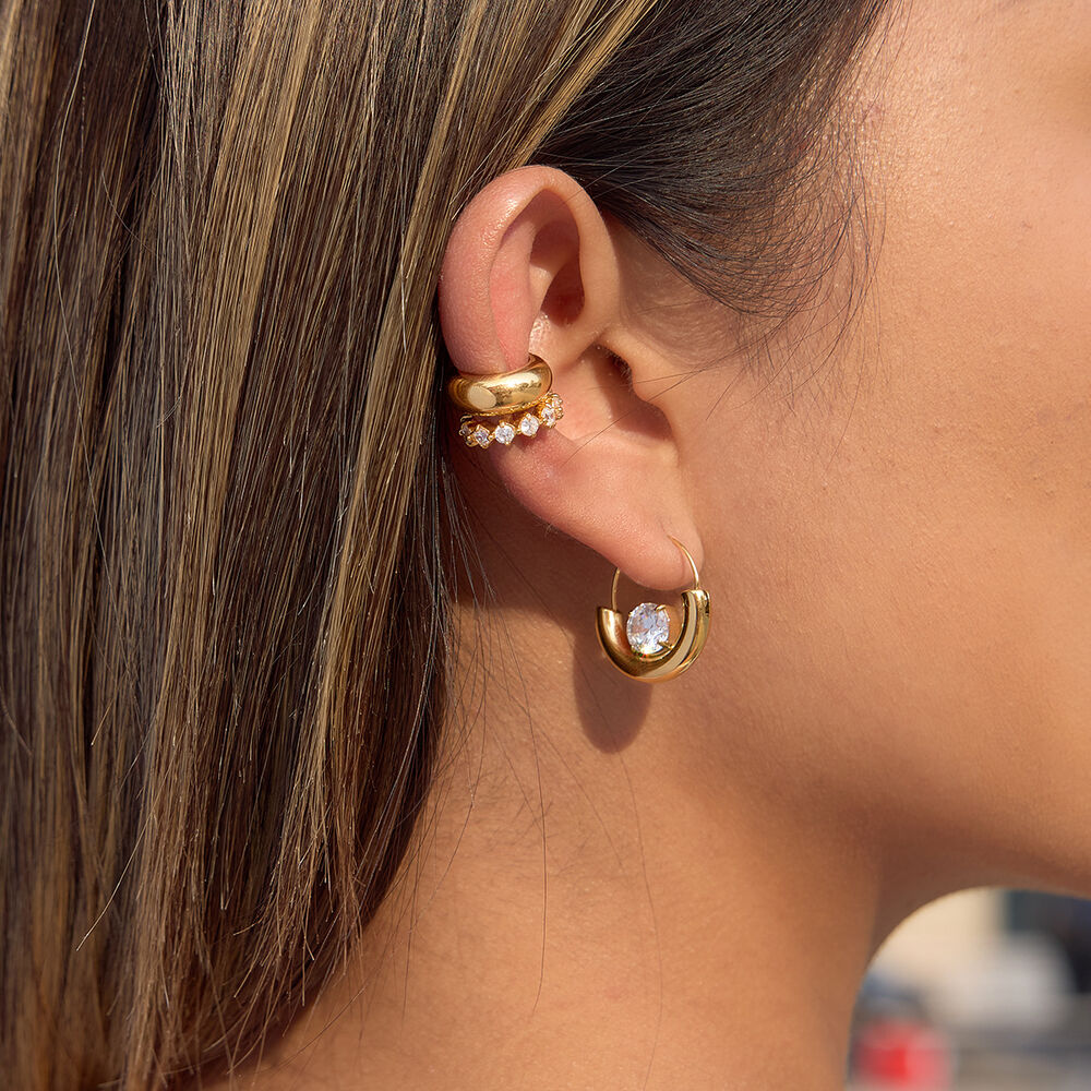 Modern Circle Stainless Steel Gold Color Waterproof&Anti-tarnish Women's Hoop Earrings Picture6