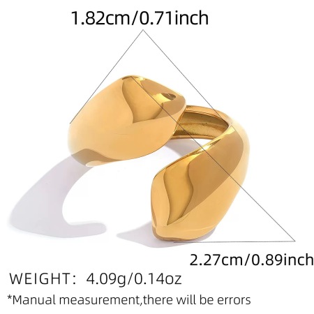 Retro Irregular Shape Stainless Steel Waterproof Gold Color Women‘s  Statement Rings