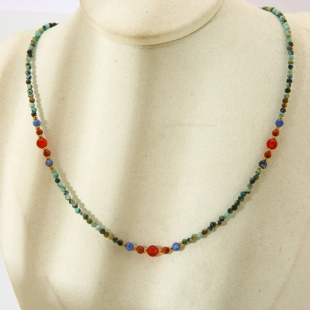 Classic Series Retro Beads Natural Stones Gold Color Women's Beaded Necklaces Picture4