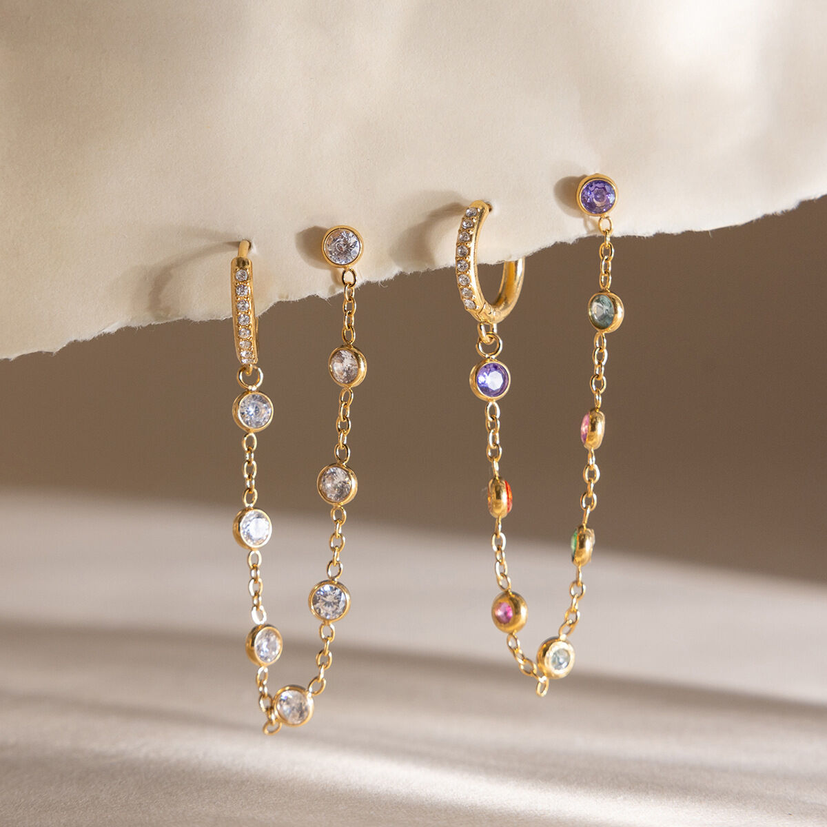 Elegant Luster Chain Stainless Steel Gold Color Waterproof&Anti-tarnish Women's Party Earrings