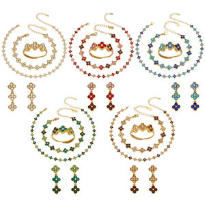 Delicate Clover Zircon Stainless Steel Gold Color Waterproof&Anti-tarnish Women's Jewelry Sets h5 Picture6