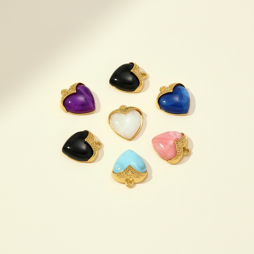 DIY Acrylic  Heart Titanium Steel Gold Color Women's Pendants 2