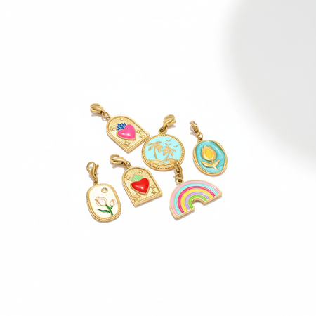 DIY Geometric Titanium Steel Lobster Clip Gold Color Women's Pendants