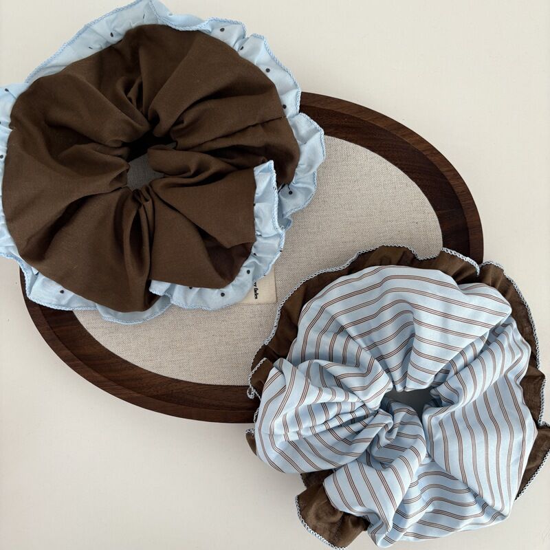 Romantic Series Sweet Stripe Plaid Fabric Women's Scrunchies h5 Picture3