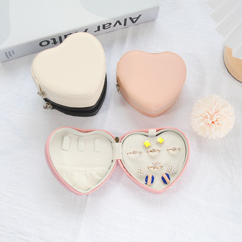 Simple Series Sweet Heart Solid Color Pu Jewelry Boxes h5 Picture4
