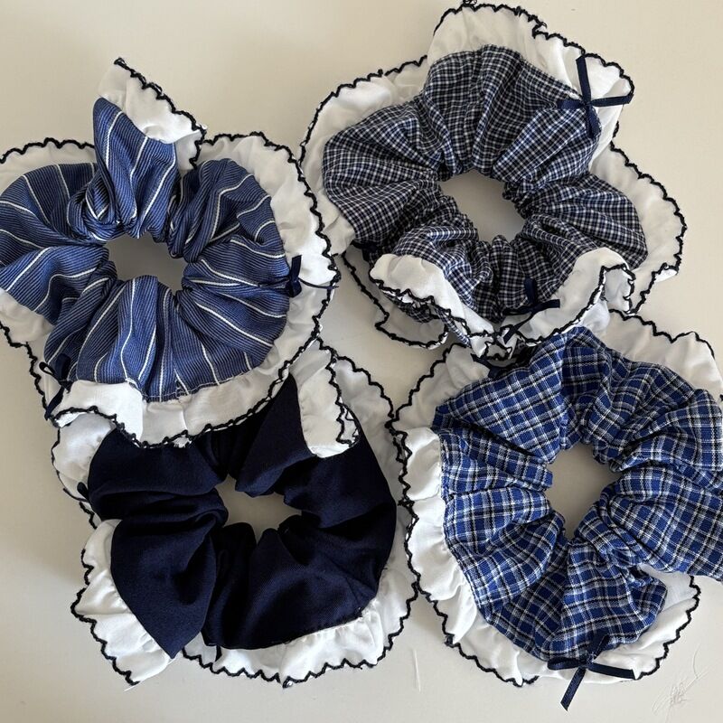 Romantic Series Sweet Plaid Fabric Women's Scrunchies h5Picture3
