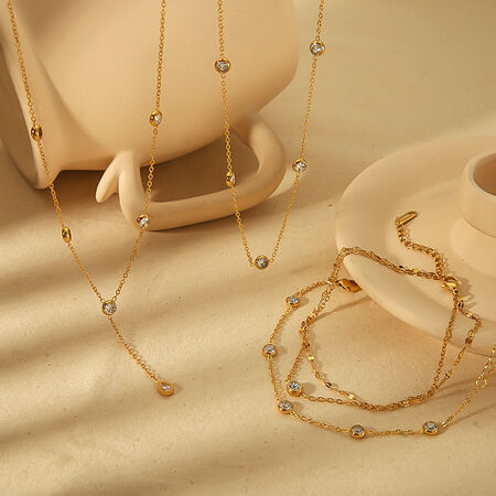 Casual Droplet Titanium Steel Gold Color Women's Chain Necklaces