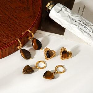 Tassel Stainless Steel Waterproof Gold Color Natural Stone Women's Drop Earrings h5 Picture3