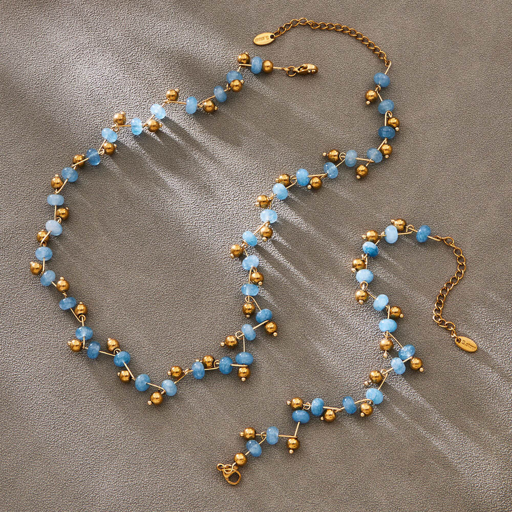 Daily Natural Stone Beads Stainless Steel Gold Color Women's Chain Necklaces Picture3