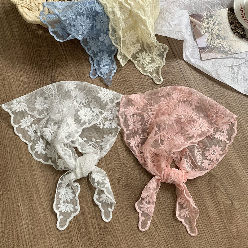Romantik Seri Tatlı Çiçek Desenli Düz Renk Dantel Kadın Yazlık Şallar