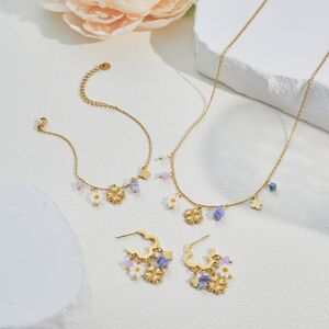 Simple Series Daily Flower Stainless Steel Waterproof Gold Color Women's Jewelry Sets h5 Picture3