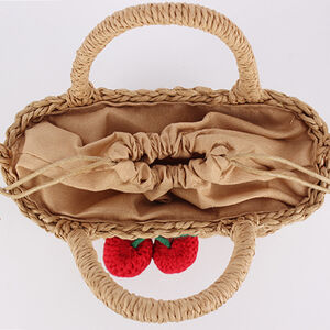 Vacation Style Cherry Paper Rope Woven Women's Beach Bag h5 Picture4