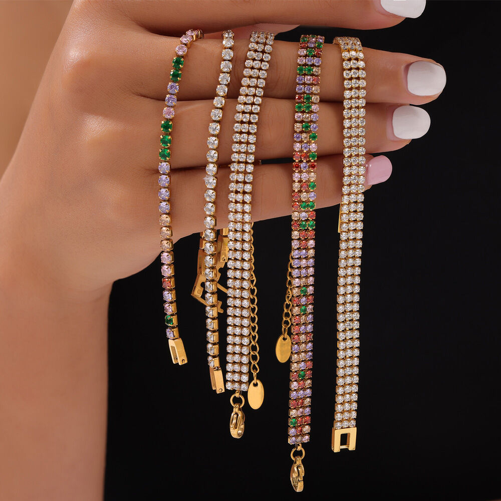 Luxurious Chain Stainless Steel Waterproof Gold Color Zircon Women's Chain Bracelets Picture2