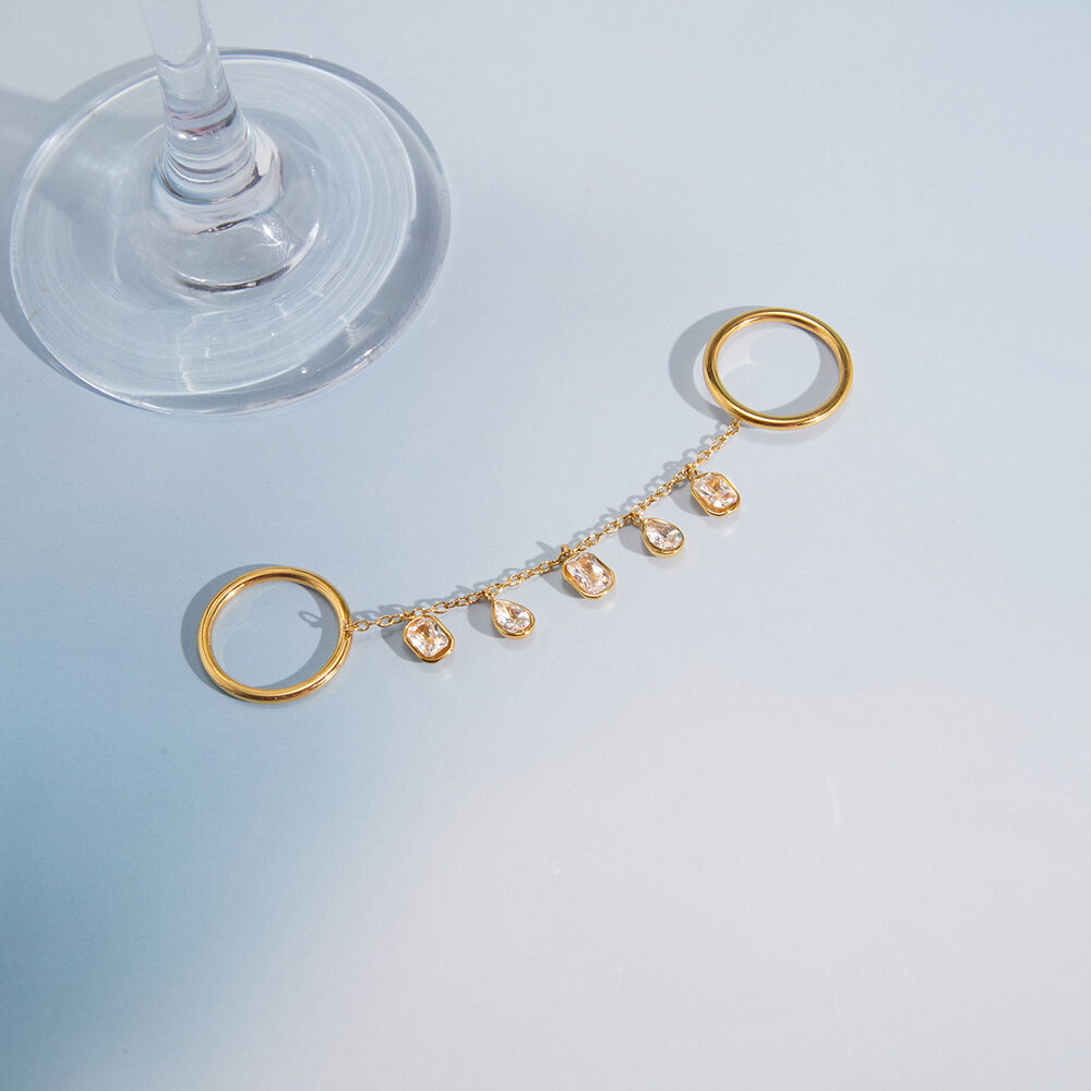 Luxuriöser, sexy Quastenring aus wasserdichtem Edelstahl in Goldfarbe mit Zirkonia-Edelsteinen für Damen h5Bild5