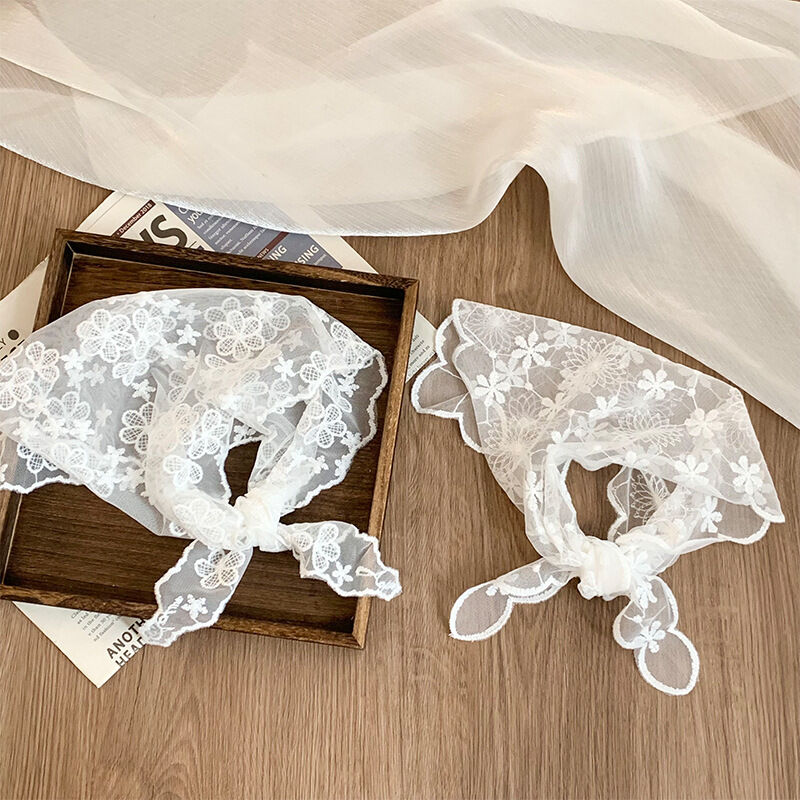 Romantic Series Sweet Solid Color Hollowed-Out Lace Women's Summer Scarves h5Picture4