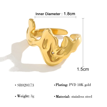 Simple Irregular Shape Stainless Steel Waterproof Gold Color  Statement Rings