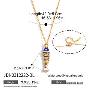 Vacation Enamel Fish Stainless Steel Waterproof Gold Color Women's Pendant Necklaces h5