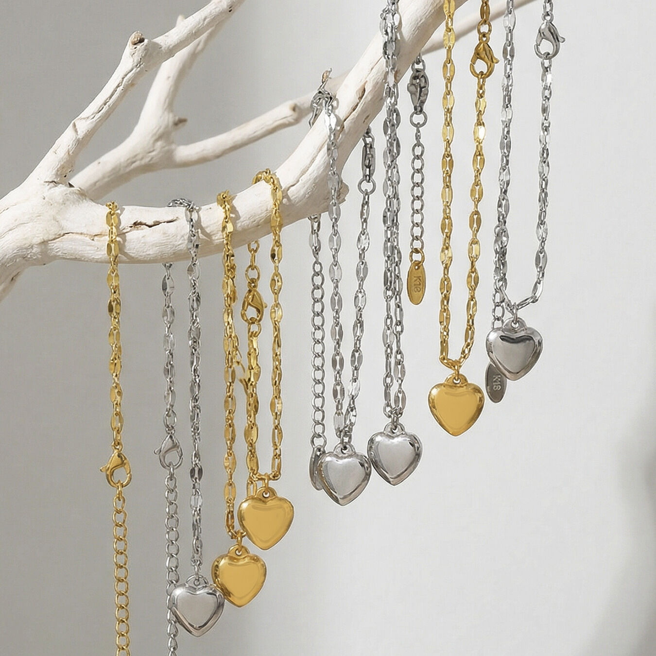 Romantic Heart Chain Stainless Steel Waterproof Gold Color Women's Charm Bracelets 2