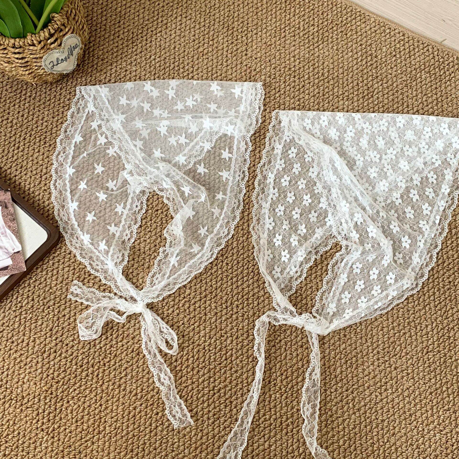 Romantik Tatlı Dantel Bandana Çok Fonksiyonlu Kendin Yap Başörtüsü ve Kemer
