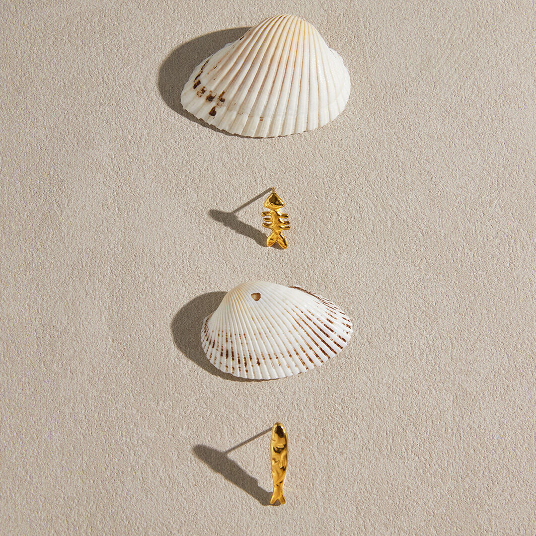 Fischförmige, wasserdichte Ohrstecker aus Edelstahl in Goldfarbe für Damen h5 Bild2