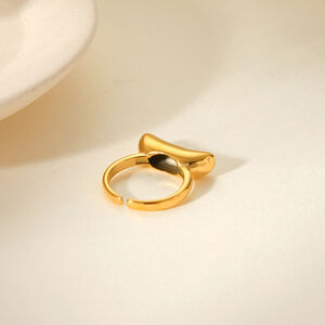 Simple Irregular Shape Stainless Steel Waterproof Gold Color Statement Rings h5 Picture5
