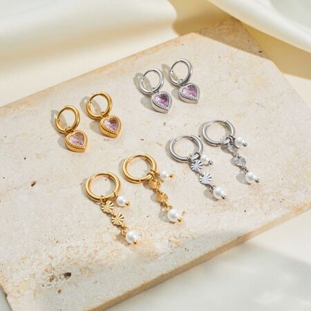 Simple Series Daily Heart Stainless Steel Waterproof Gold Color Women's Drop Earrings
