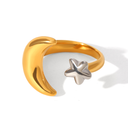 Anelli semplici da indossare tutti i giorni, dalla forma irregolare, in acciaio inossidabile impermeabile color oro.