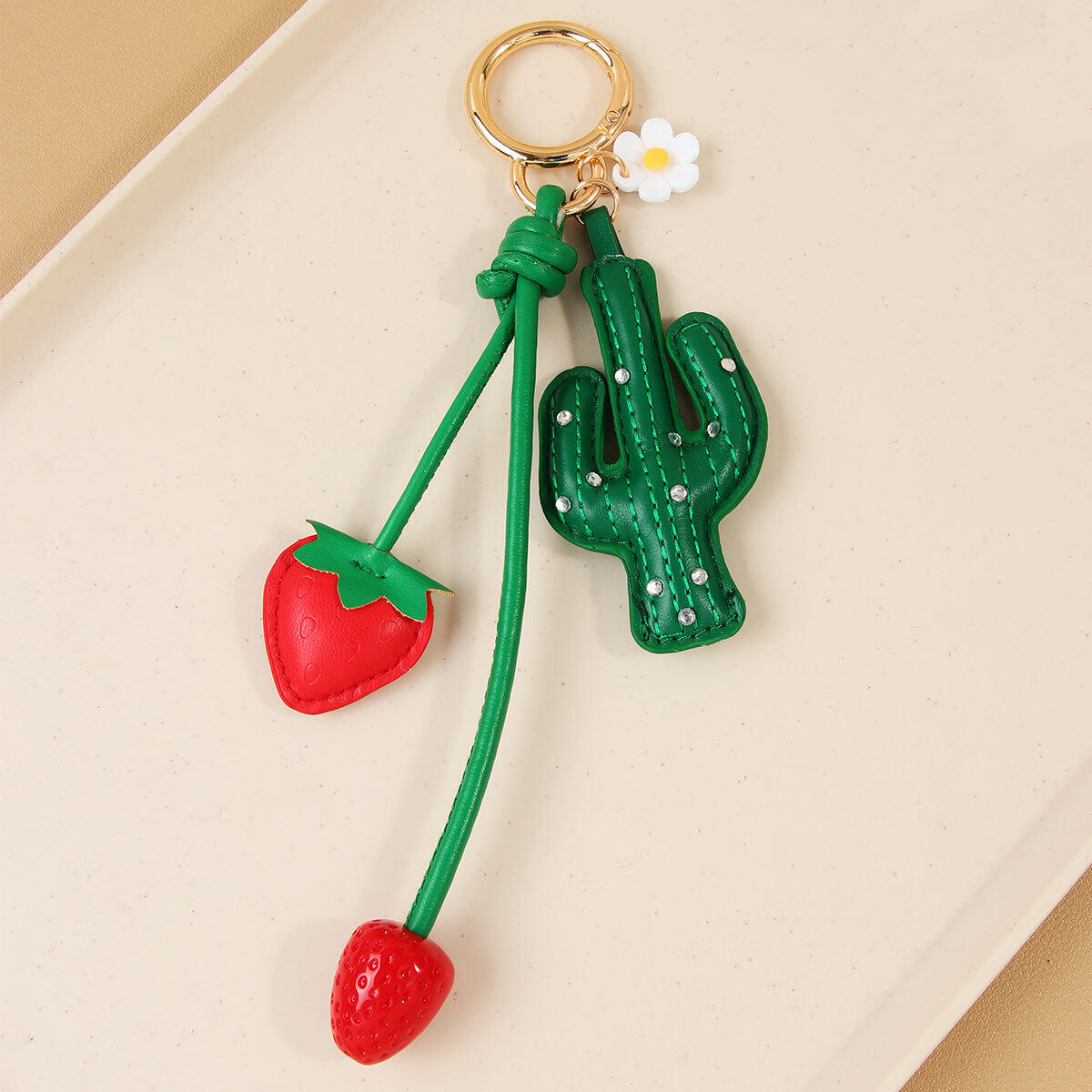 Simple Series Sweet Strawberry PU Damen-Taschenanhänger 