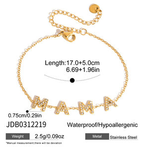 Mother's Day Classic Letter Stainless Steel Waterproof Gold Color Rhinestone Women's Necklaces Sets h5