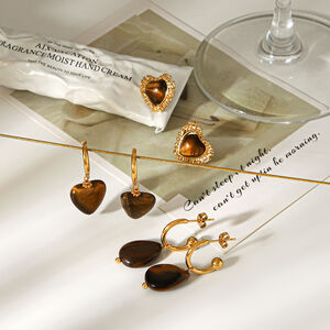 Tassel Stainless Steel Waterproof Gold Color Natural Stone Women's Drop Earrings h5 Picture4