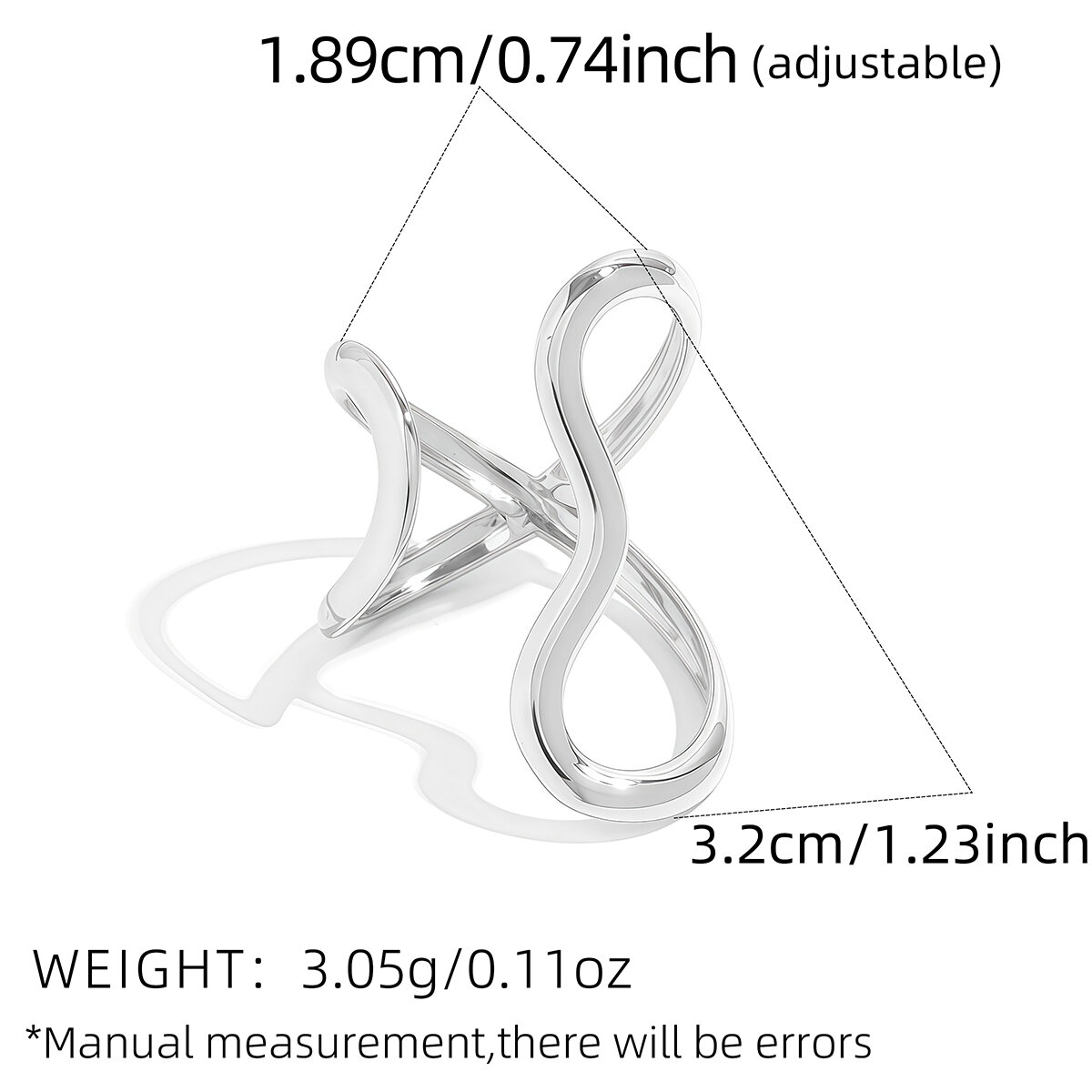 Anillos llamativos de acero inoxidable impermeables con forma irregular de la serie Simple para uso diario. 