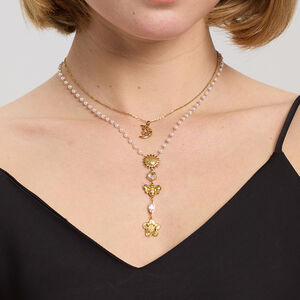 Luxuriöse, elegante Mond-Halskette aus wasserdichtem Edelstahl in Goldfarbe mit Zirkonia-Anhänger für Damen h5 Bild2