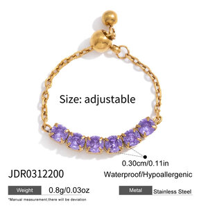 Simple Rectangle Butterfly Stainless Steel Waterproof Gold Color Zircon Women's Gemstone Rings h5