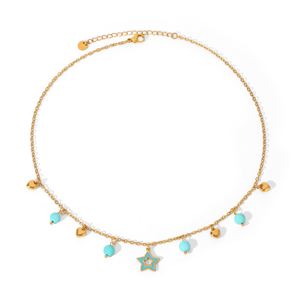 Daily Heart Star Stainless Steel Waterproof Gold Color Natural Stone Women's Pendant Necklaces h5 