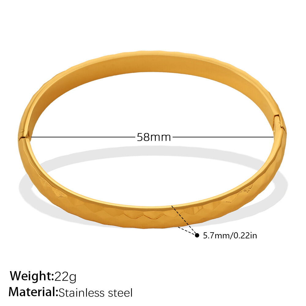 Simple Ellipse Shape Stainless Steel Waterproof   Gold Color  Women's Bangles 