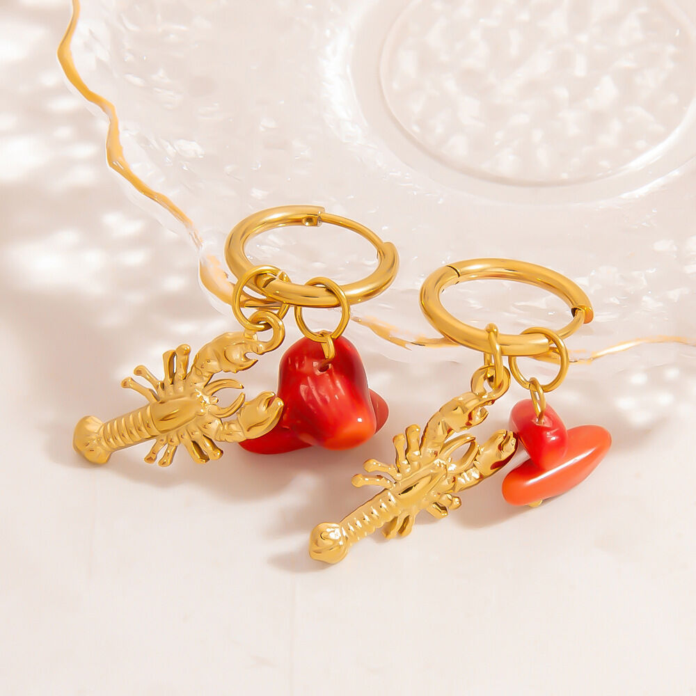 Vacation Starfish Shape Stainless Steel Waterproof Gold Color Shell Women's Drop Earrings h5Picture3
