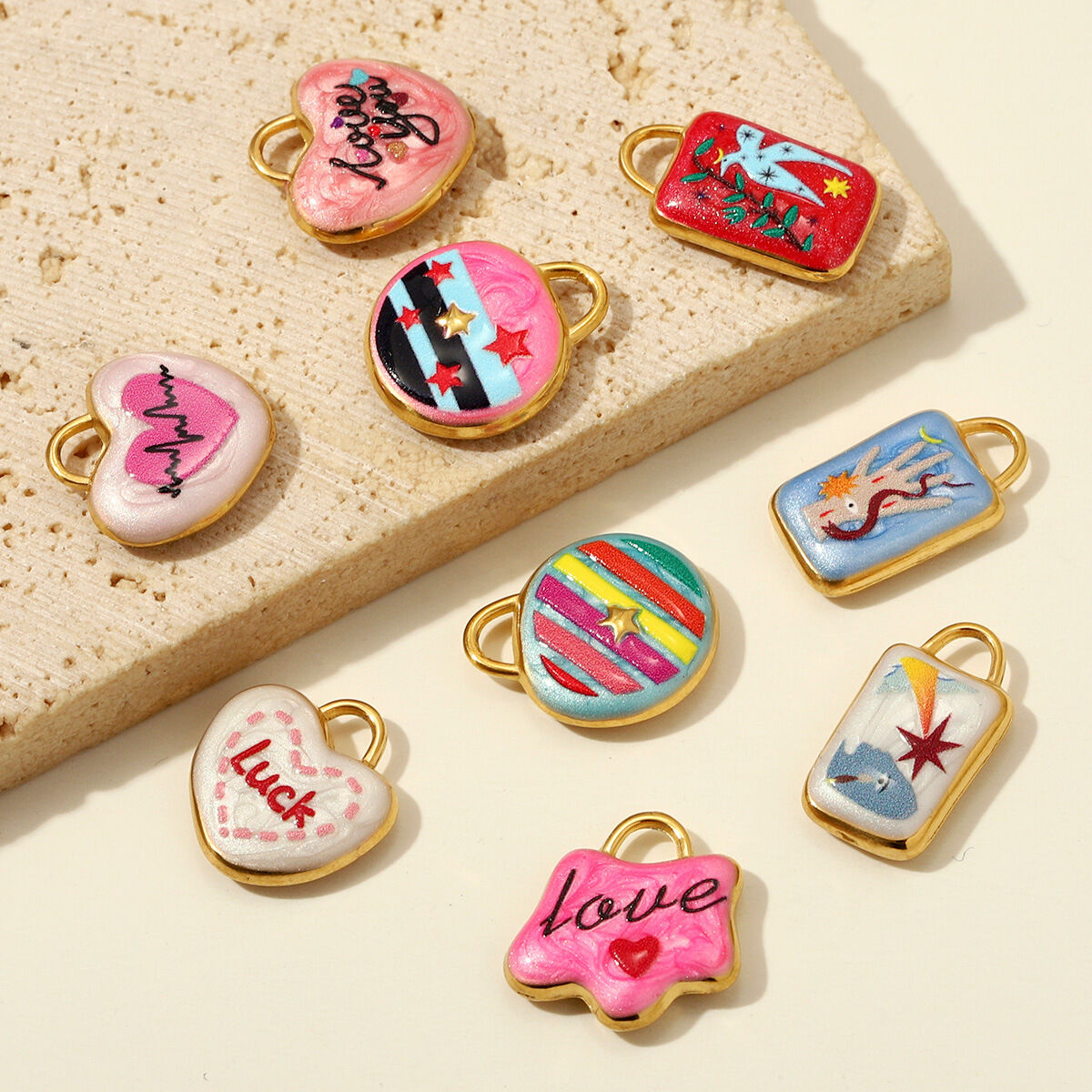Romantic Series Diy Letter Heart Animal Star Stainless Steel Waterproof   Gold Color  Women's Pendants Picture2