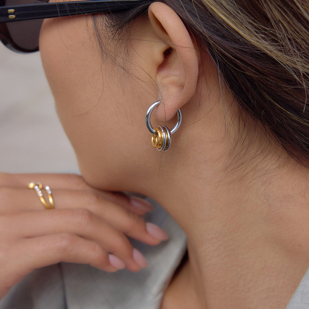Simple Circle Mixed Gold Stainless Steel Waterproof Gold Color Women's Drop Earrings