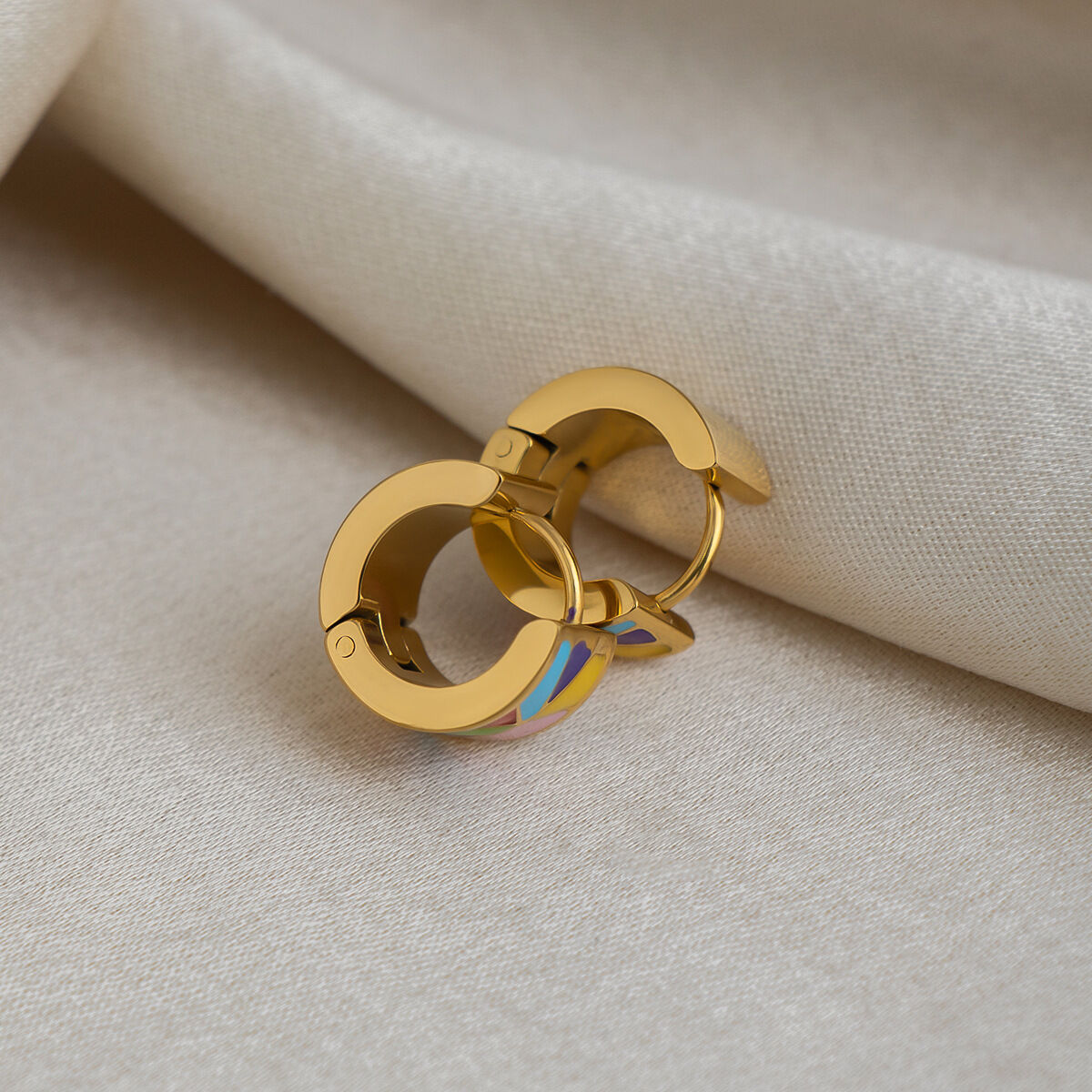 Retro Daily Circle Stainless Steel Waterproof   Gold Color  Women's Hoop Earrings Picture4