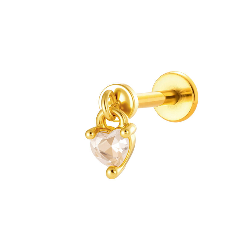 Rechteckige Ohrstecker für Damen in Kupfer-Gold-Optik mit Zirkonia 