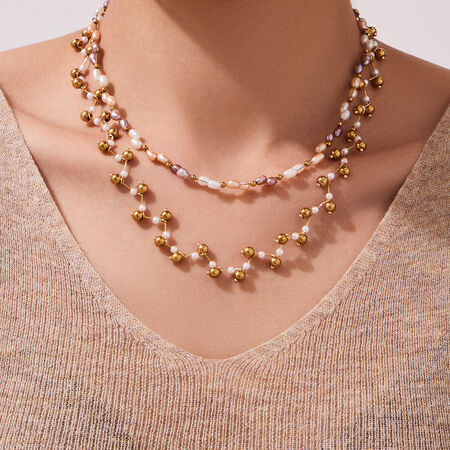 Daily Natural Stone Beads Stainless Steel Gold Color Women's Chain Necklaces 2