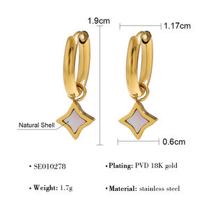 Retro Butterfly Stainless Steel Waterproof Gold Color Natural Stone Women's Drop Earrings h5