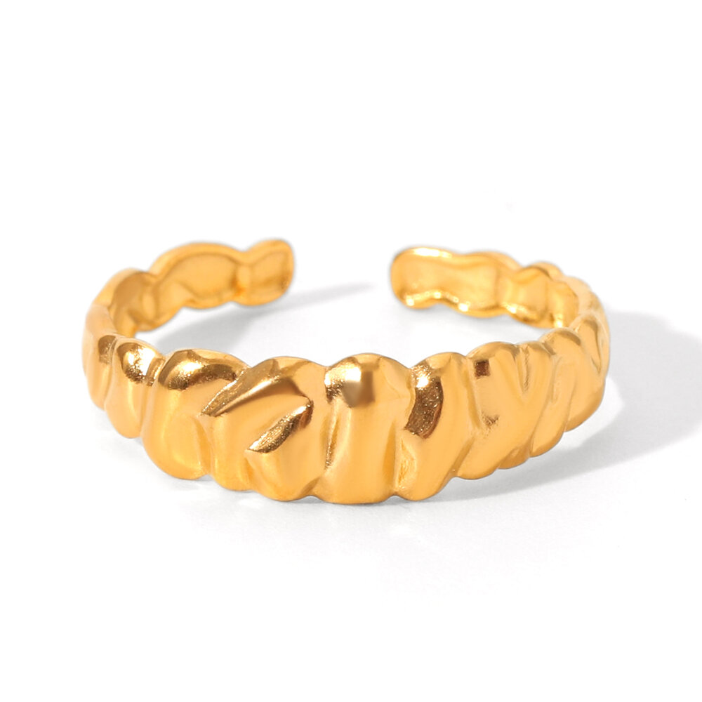 Daily Irregular Shape Shell Stainless Steel Waterproof Gold Color Statement Rings