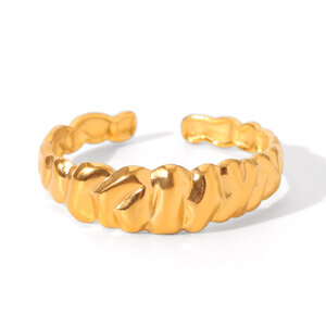Daily Irregular Shape Shell Stainless Steel Waterproof Gold Color Statement Rings h5