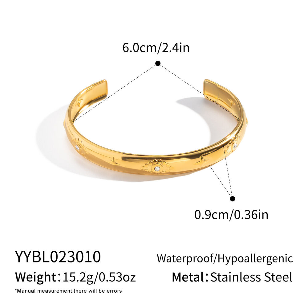 Luxuriöse, runde, wasserdichte Armreifen aus Edelstahl in Goldfarbe für Damen