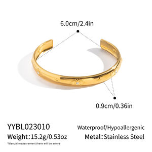 Luxuriöse, runde, wasserdichte Armreifen aus Edelstahl in Goldfarbe für Damen h5
