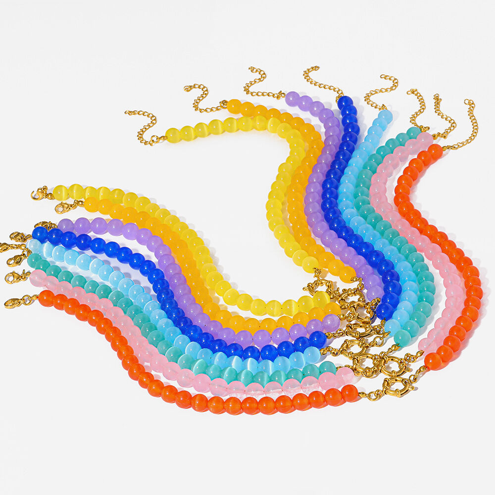 Einfache Serie, tägliche Perlen, wasserdichte Edelstahl-Perlenhalsketten für Damen h5Bild5