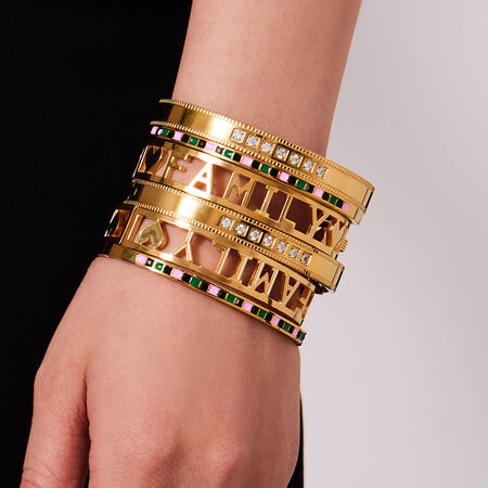 Letter Hollowed-Out Stainless Steel Gold Color Women's Bangles 2